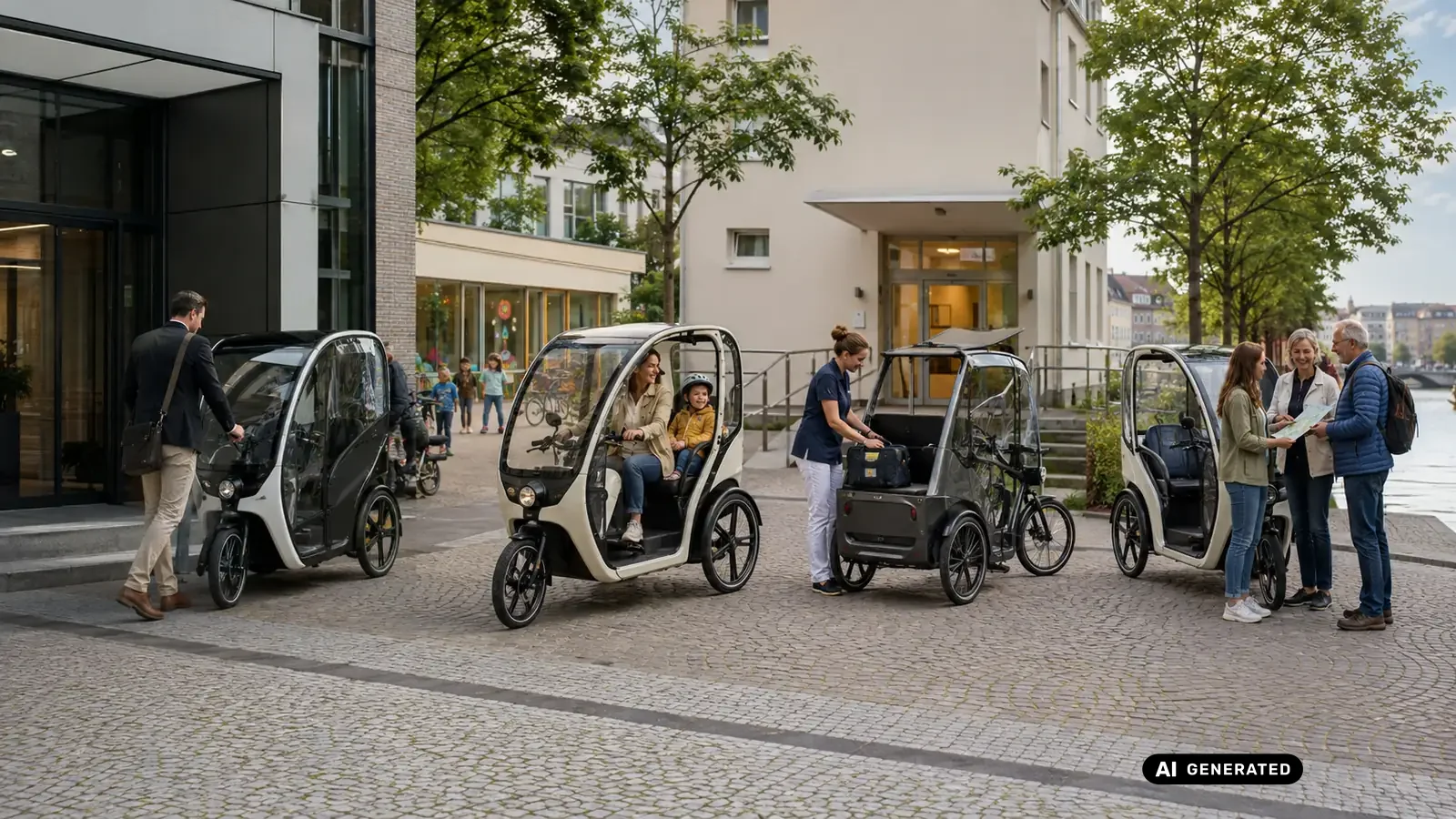 Einsatzfelder: Pendeln, Familie, Pflege und Tourismus. KI-generiertes Symbolbild · redaktionell geprüft.