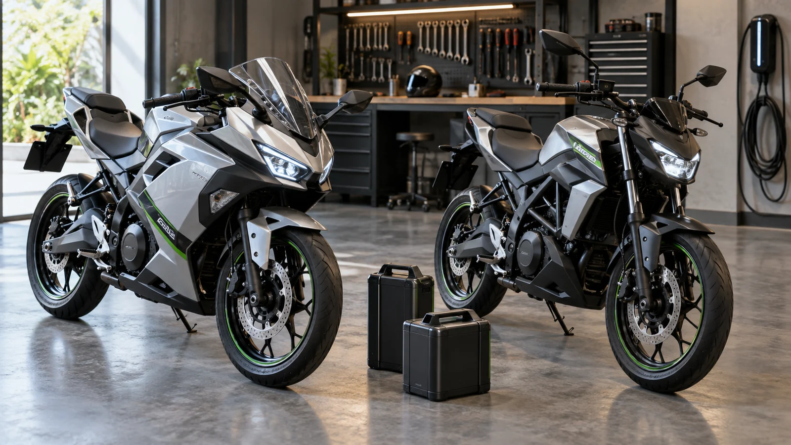 Kawasaki Ninja e-1 und Z e-1: Akku, Laden und Reichweite im Check. KI-generiertes Symbolbild · redaktionell geprüft.