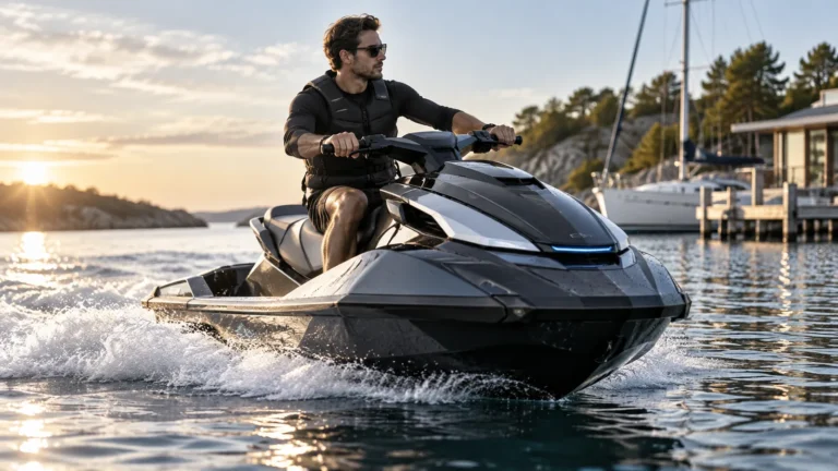 Taiga Orca Elektro-Jetski auf dem Wasser. KI-generiertes Symbolbild · redaktionell geprüft.