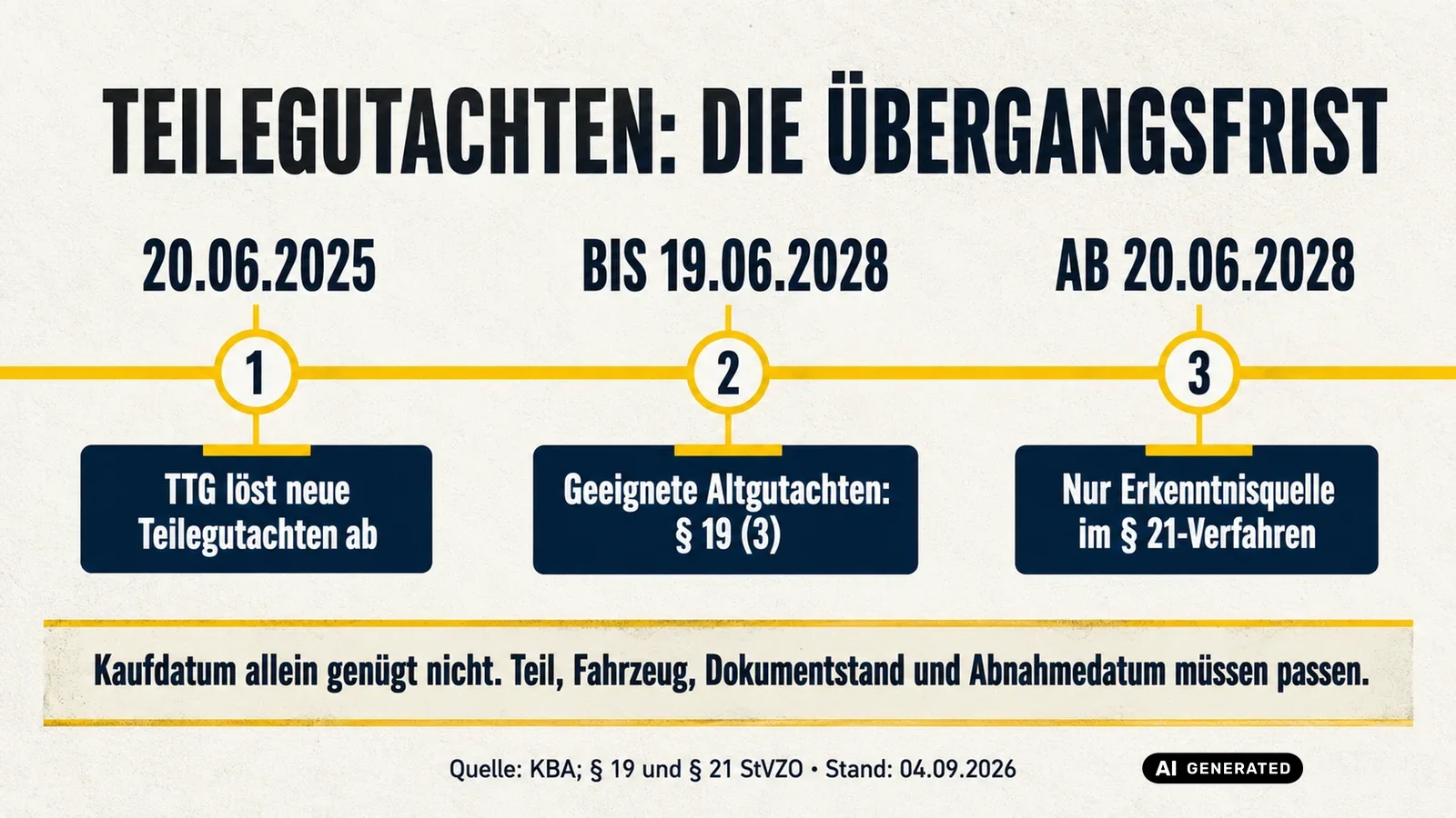 Zeitstrahl zur TTG-Übergangsfrist von 2025 bis 2028. — KI-generierte Szene, redaktionell geprüft