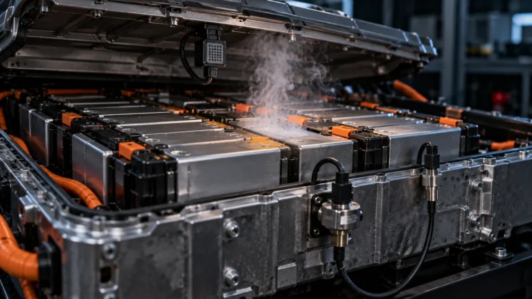 Thermal Runaway erkennen: Gas, Druck oder Temperatur?. KI-generiertes Symbolbild · redaktionell geprüft.
