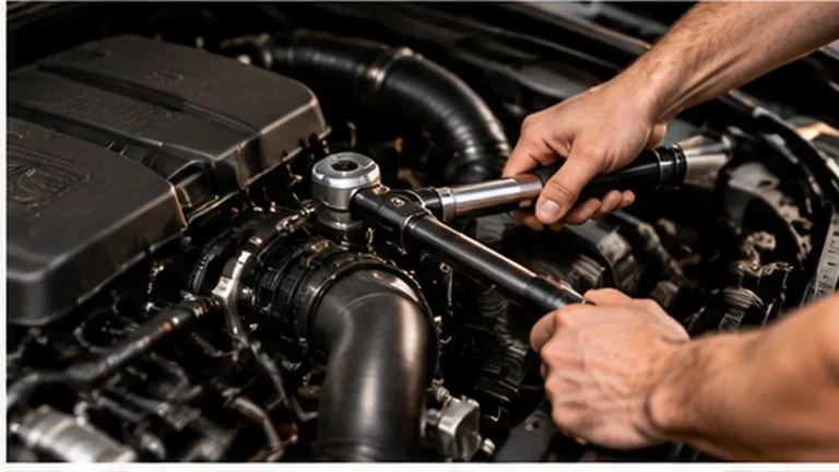 Tuning selbst einbauen: Servicetechniker prüft Fahrzeugpapiere und Bauteile in der Werkstatt. KI-generiertes Symbolbild · redaktionell geprüft.